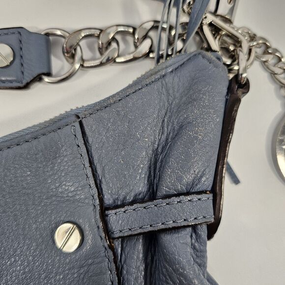 Michael Kors Megan Blue Leather Crossbody Bag with Chain Strap & Tassel Accent - Picture 10 of 12